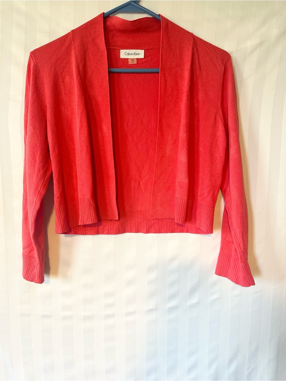 Calvin Klein Coral Open-Front Cropped Cardigan